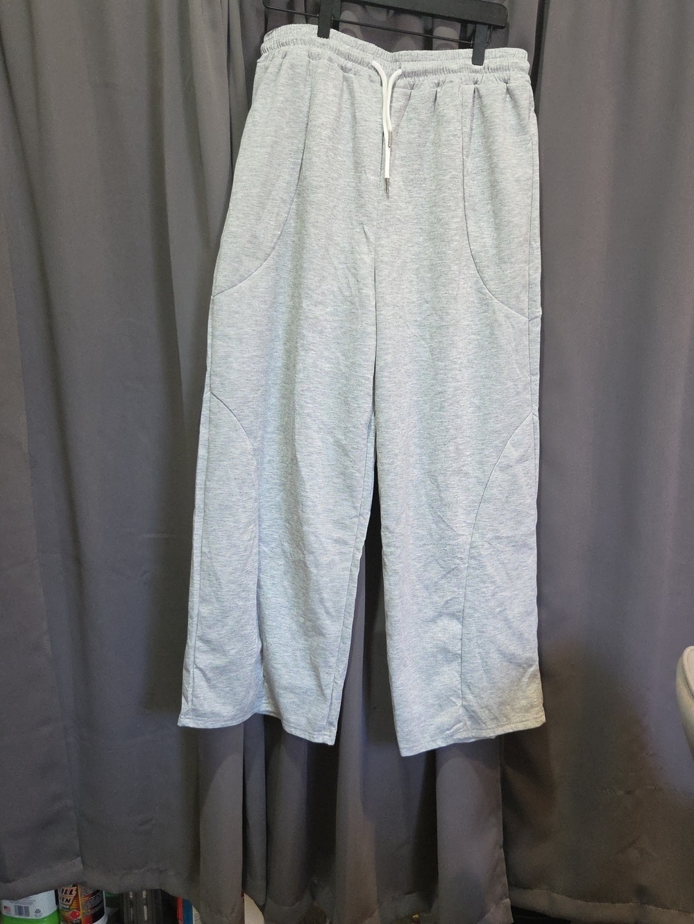Casual Wide-Leg Knit Sweatpants - Light Gray